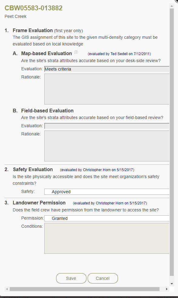 Evaluation window