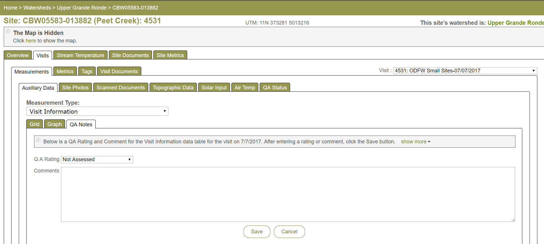 QA Status for individual Measurement Types